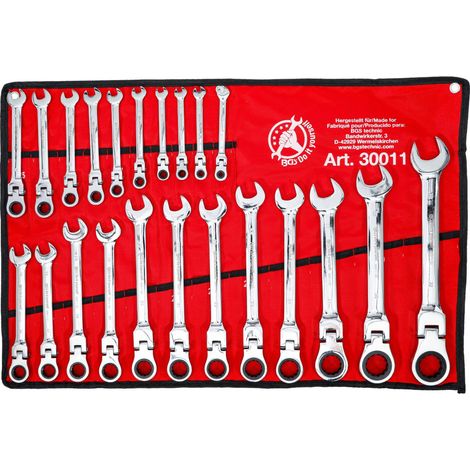 Jeu de 22 cles mixtes a cliquet articulees, tete flexible 6-32 mm (1/4)