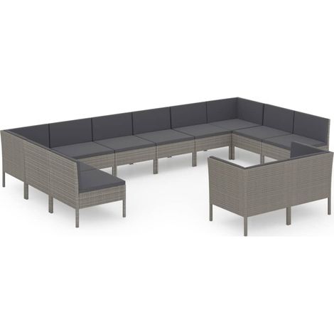 Maison Exclusive - 12-tlg. Garten-Lounge-Set mit Auflagen Poly Ra