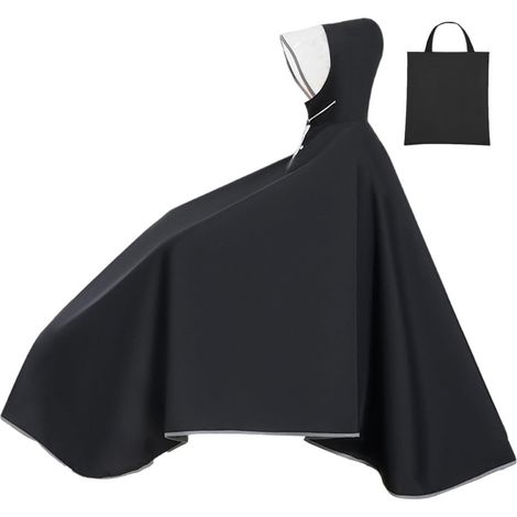 Funda impermeable para bicicleta con capucha, apta para personas de entre 160 y 200 cm de altura, color negro. (1/4)