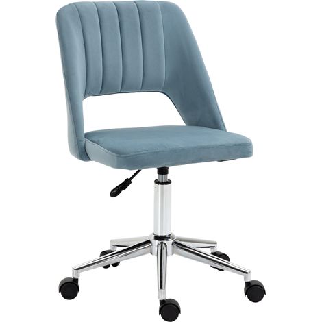 Fauteuil de bureau ergonomique réglable en hauteur en velours bleu pour salon et bureau (1/5)