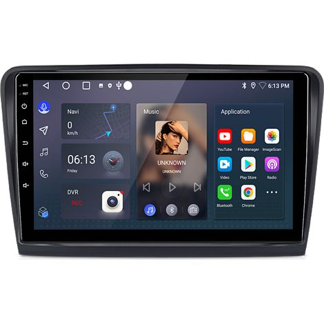 Hexinex Autoradio Android 15 2+64 Go 10 pouces avec carPlay GPS RDS commandes au volant et Wi-Fi pour Skoda Superb II 2008–2013 (1/5)