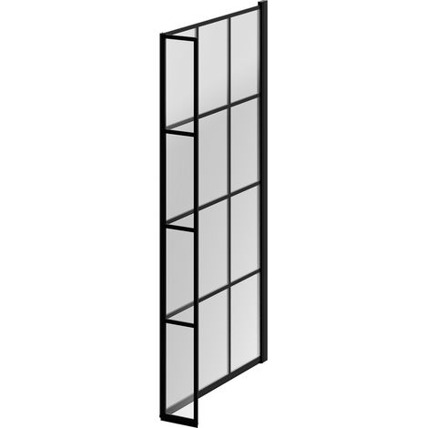 Colore Matt Black Framed Design 808mm Hinged L Shaped Bath Shower Screen (1/3)