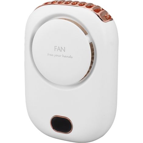 Mini ventilateur de cou portable avec cordon ajustable, rechargeable par USB, silencieux, 3 vitesses de ventilation, blanc. (1/5)