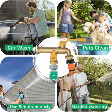 Robinet antigel jaune tout laiton – Une entrée deux sorties – Double usage arrosage jardin, idéal pour extérieur