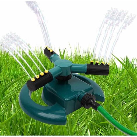 Irrigatore rotante EDAR a 3 bracci, per giardino e prato, con 12 ugelli, getto uniforme regolabile a 360 gradi, accessori di connettività, colore verde. (1/5)