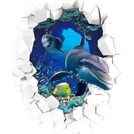Autocollant dauphin dessin animé en PVC amovible pour couvercle de siège de toilette de salle de bain