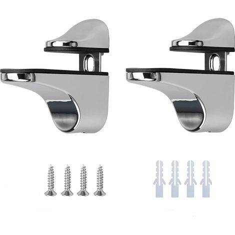Support de Tablette en Verre,2 PCS Supports d'étagère en Verre Pince à Verre Réglable Étagère en Verre Mural Support de Raccords en Alliage de Zinc
