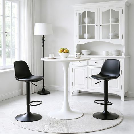 Barhocker Set mit 2, höhenverstellbar, 360° drehbar, Kunstleder, Rückenlehne und Fußstütze