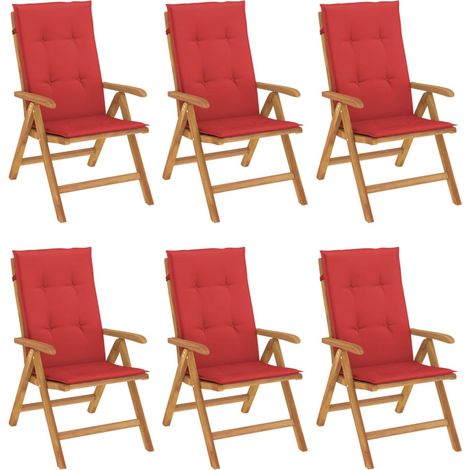 Maison Exclusive - Sillas de jardín reclinables y cojines 6 uds madera maciza teca (1/5)
