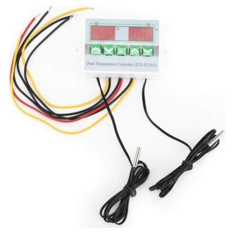 Régulateur de température, thermostat électronique programmable, double affichage numérique intelligent, sonde NTC, (sortie par interrupteur 24 V) (1/4)
