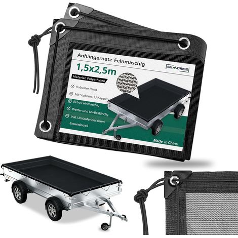 1.5x2.5M Filet de remorque à Mailles Fines - Filet de sécurité pour remorque avec Corde en Caoutchouc - Filet de Protection Robuste pour Transporter en Toute sécurité des caisses (1/5)