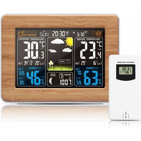 Station météo sans fil avec capteur extérieur – Température intérieure -9°C à +50°C – Humidité 20% à 95% – Écran LCD rétroéclairé (1/5)
