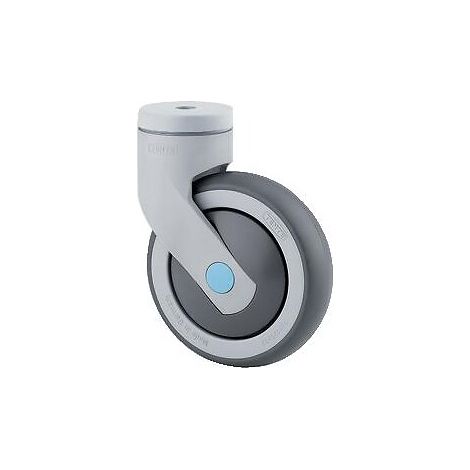 Roulette pivotante synthétique fixation à œil pour collectivités, diamètre 125 mm, charge 100 kg, type 5380 PIP - Tente