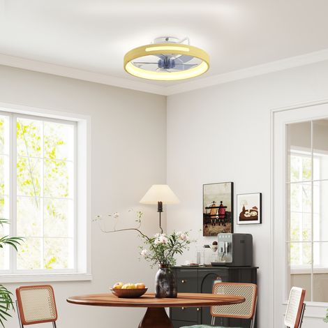 Ventilador de Techo con Luz LED 40 W Motor DC Reversible Mando a Distancia 6 Velocidades 3 Colores Temporizador Natural
