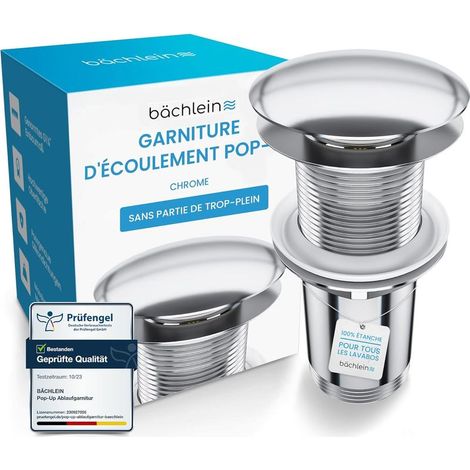 1 - Verchromter Pop-up-Spülbeckenablauf - Klick-Klack-System ohne Überlauf mit 3 Universaldichtungen für Waschbecken und Becken im Badezimmer - Chrom - 1,25 Zoll (1/5)