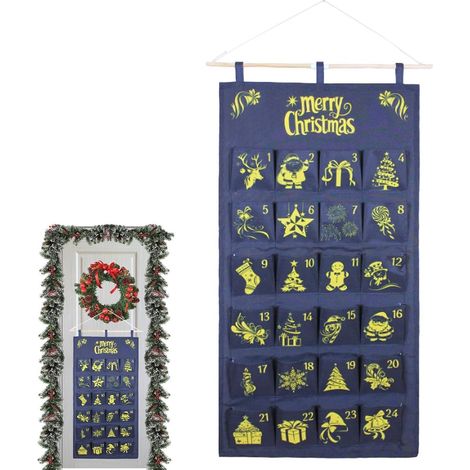 Calendrier De Poche De L'Avent De Noël - Sac De Stockage De Noël 24 Jours  Sac Calendrier De En Tissu - Pour La Maison La Chambre Les Les Bonbons Le Chocolat (1/5)