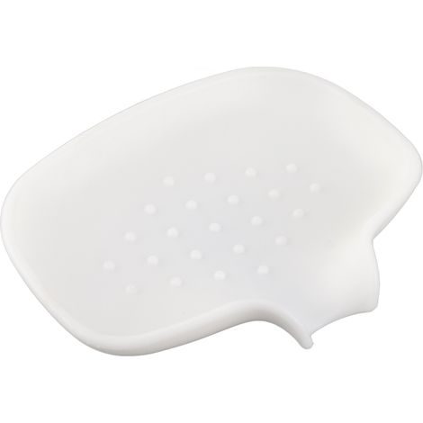 Porte-savon en silicone avec plateau de drainage blanc pour salle de bain - Accessoire de rangement drainant pour évier et douche (1/5)