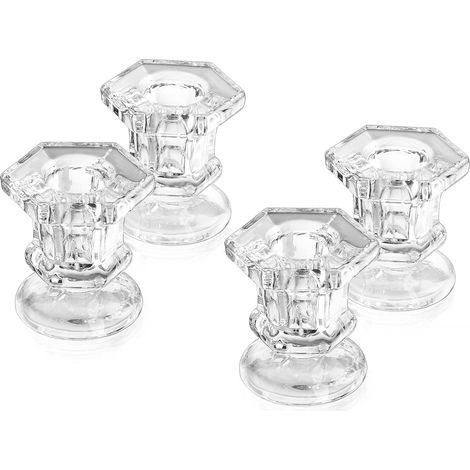 Bougeoir en Verre, Clear Stick Stands Candlesticks Taper Sticks Holder Bougeoirs De pour Salon Table À Manger Décoration De Mariage (1/5)