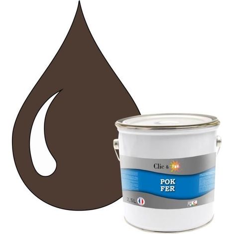 Peinture - POK - Glycérophtalique - Antirouille - 2,5L - Brun terre (1/4)