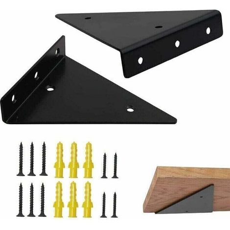 Etagere Murale Fixation Invisible 17cm 2 Pièces Triangle Équerre Étagère Support Invisible Etagere Support d'étagère Invisible en Métal Support d'étagèRe en Triangle en Métal Flottant Noir Av- (1/5)