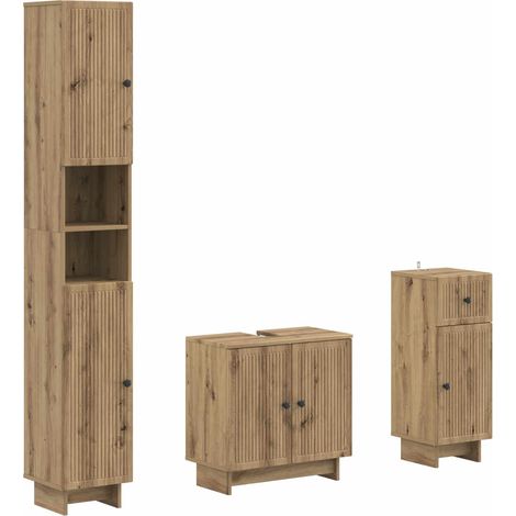 Maison Exclusive - Set di armadietti da bagno in 3 pezzi EDE Rovere Artigianale (1/5)