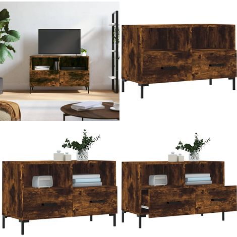 TV-Schrank Räuchereiche 80x36x50 cm Holzwerkstoff - TV Schrank - Fernsehtisch - Regal - Wohnzimmermöbel - Holzmöbel - Home & Living (1/5)