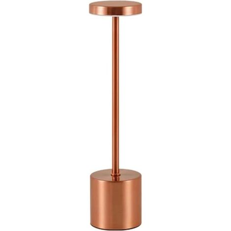 Lampe De Table Sans Fil Rechargeable USB Tactile Dimmable 3 Couleurs Veilleuse LED En Métal Lampes De Bureau D'intérieur For Table À Manger Restaurant Bar Chambre Salle De Bain(Rose Golden) (1/4)