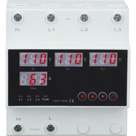 Commutateur de transfert automatique ATS 63A 3PH Écran LED Protecteur de tension réglable pour générateur onduleur AC110V(110-300V Maximum 80-330V Min) (1/5)
