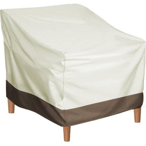 Housse de chaise, tissu Oxford 210D pour fauteuil de jardin, imperméable, coupe-vent et résistante aux UV (beige) (1/5)