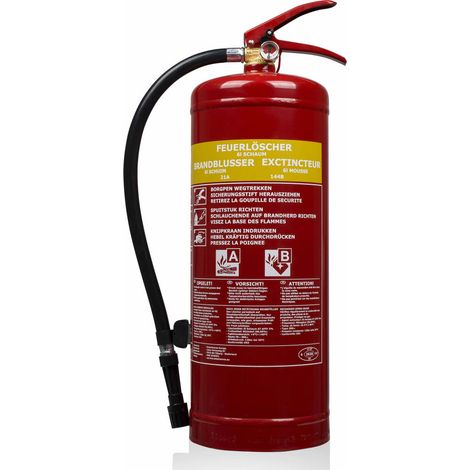 Smartwares – Extincteur à mousse 6L – Classe de feu AB – Avec support de montage – Pour espaces confinés et chantiers humides