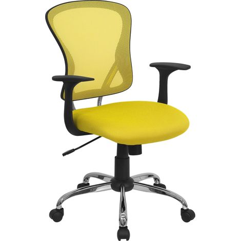 Fauteuil de Bureau pivotant à Dossier Moyen en Maille avec Base et accoudoirs chromés Jaune (1/5)