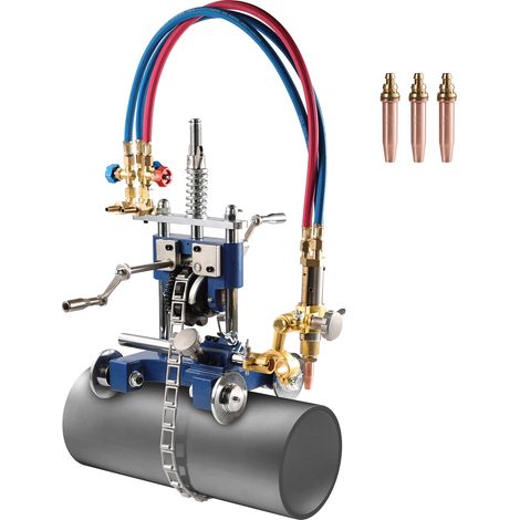 VEVOR Tagliatubi Manuale CG2-11Y, Smussatrice per Tubi 5,08 - 50,8 mm di Spessore con Catena da 2210 mm, Macchina Portatile per il Taglio a Gas con Angolo Regolato da 0° a 45° con 3 Punte