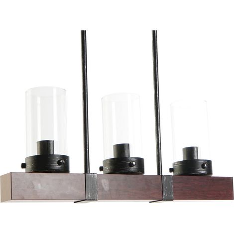 Suspension chic aluminium et verre effet bois - Marron noir effet bois (1/5)