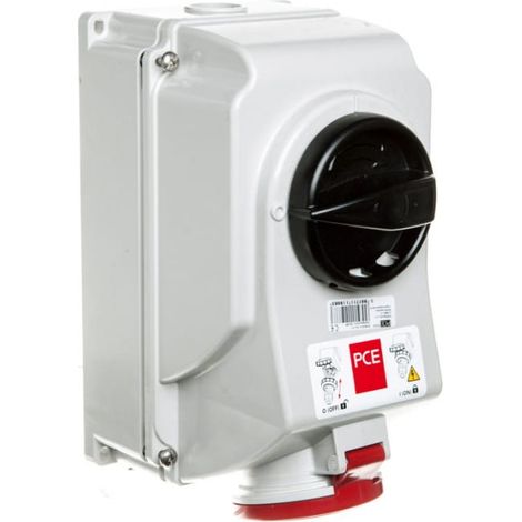 Enchufe fijo con interruptor 0-1 grande 16A 5P 400V IP44 /bloqueo mecánico/ 7515-6