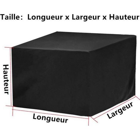 Housse protection meuble jardin 110x110x85cm Oxford imperméable anti-UV noir (1/5)