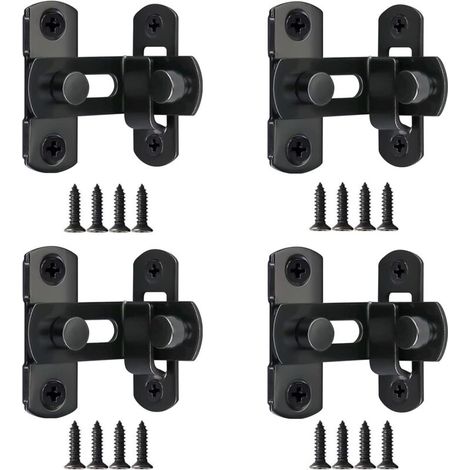 4 cerraduras para puertas corredizas de granero de 90 grados, pestillo de puerta corrediza de 3", cerradura de puerta de acero inoxidable, cerrojos pequeños de doble cara para puertas, armarios y vent