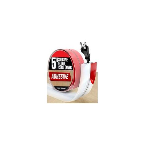 Cache Câble Sol 5M x 6,5 cm - Goulotte en Silicone Auto-Adhésive - Protége Câbles au Sol, Facile à Couper et Installer (Blanc)