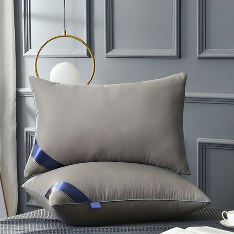 Oreiller De Lit - 42x70 cm - Garnissage Plume Velours - Tissu Coton Doux - Lavable En Machine - Pour Dormeurs Sur Le Dos Côté Ou Ventre - 1 Pièce (1/5)
