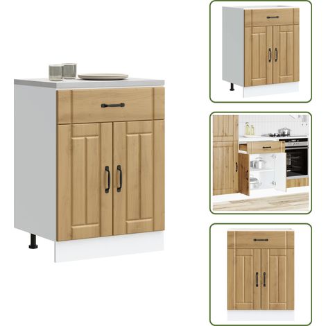 The Living Store Mueble bajo de cocina Lucca roble artesanal - Almacenamiento bajo cocina