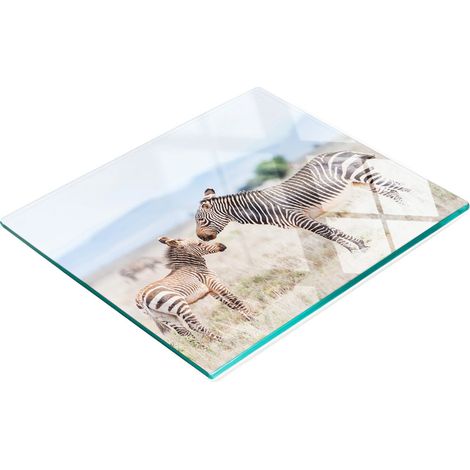 Tagliere e vassoio da cucina decorativo in vetro con motivo montagna zebrata, 60x52 cm (1/5)