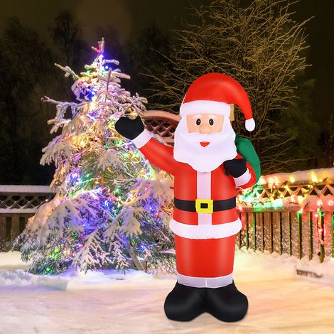 Père Noël Gonflable de 150cm, Décorations d'extérieur de Noël, Géante du Père Noël LED Intégrées pour Cour, Jardin, Fête de Noël (1/5)