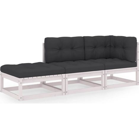 Salon de jardin 3 pcs Contemporain, Ensemble repas de jardin, avec coussins Bois de pin massif OIB7805E (1/5)
