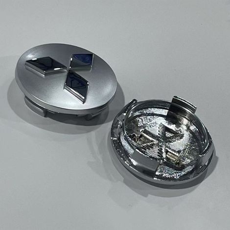 Cache-moyeu de roue Mitsubishi 60 mm avec logo chromé argenté, enjoliveur central jante pour Lancer, Pajero, Outlander EX, ASX, 4 pièces (1/2)
