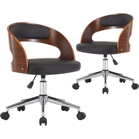 Lot de 2 Chaises pivotantes à manger，Chaise de cuisine bois courbé et similicuir CFW93870 (1/5)