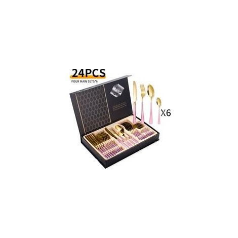 Ménagère 24 pièces en acier inoxydable – pour 6 personnes – acier inoxydable – rose/or (1/5)