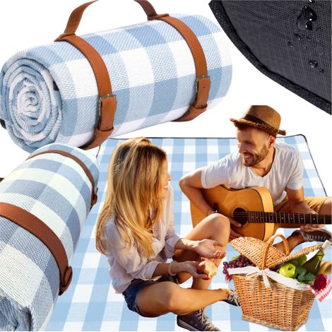 Wasserdichte Gartenpicknickdecke 200x200 cm - blau