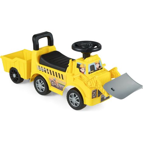 Coche infantil con remolque y pala, amarillo, con almacenamiento