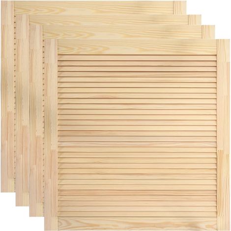 Helloshop26 – Porte à persiennes 4 pcs en bois de pin massif 61,5x59,4 cm – Circulation d'air optimale – Structure lamellaire pour intérieur