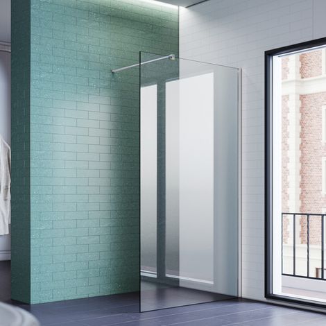 SONNI Duschwand Walk In Dusche Duschabtrennung Duschkabine 8mm Nanobeschichtung ESG Klarglas 90x200cm mit 100cm Stabilisator