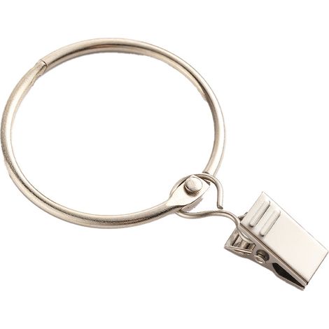 Anneaux pour Rideaux,40 Pièces Anneau Rideau Avec Pinces,Décoratif Métal Drapé Clip Crochets Ensemble Diamètre Intérieur de 32mm Facile Ouvert Anneaux